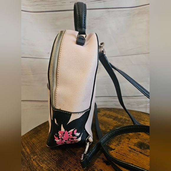 Kate Spade New York Floral Mini Backpack Pink & Black Crossbody Straps *Flaws* - Picture 3 of 15